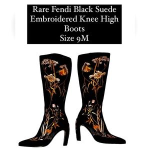 Rare Black Suede Fendi Boots sz 9B
